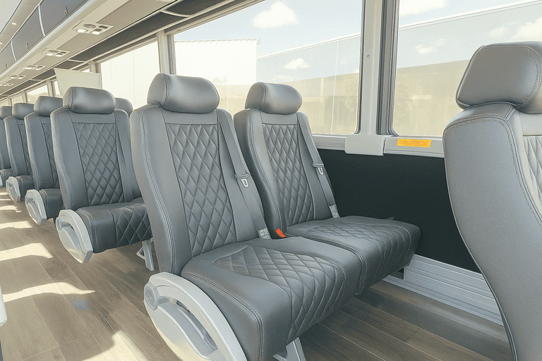 interior of Bloomington Shuttle Bus Rentals charter bus